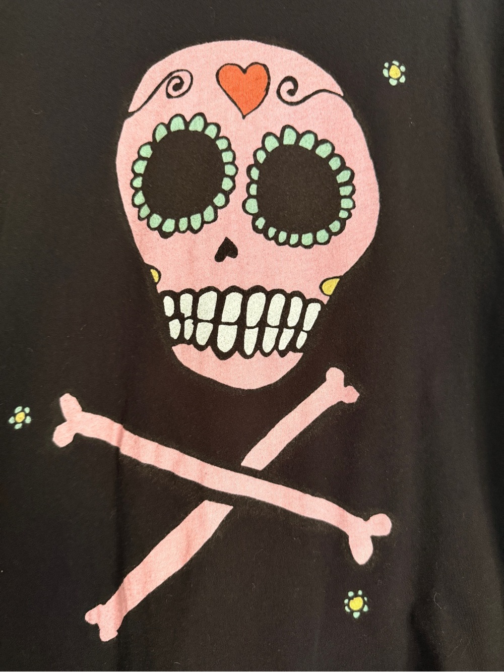 WILDFOX Dias de las Muertos sugar skull SMALL MEDIUM  Tshirt black pink